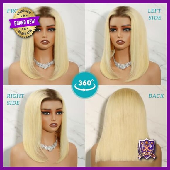 13x4 HD Lace Front Bob Wig Human Hair 14in Straight Glueless Preplucked